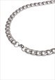 STAINLESS STEEL SILVER FINISH CURB HEAVY NECK CHAIN NECKLACE