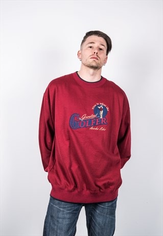 VINTAGE 1990S RED GOLFER SWEATER