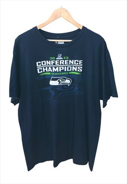 Vintage NFL Seahawks Conference Champions Print T-Shirt