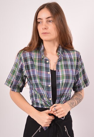 VINTAGE RALPH LAUREN SHIRT SHORT SLEEVE CHECK MULTI