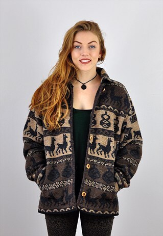 VINTAGE NAVY & BROWN NAVAJO JACKET