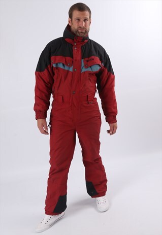 VINTAGE VERTICAL FULL SKI SUIT SNOW M 40" (E1T)