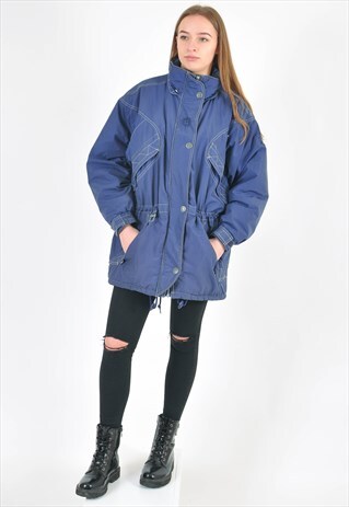 VINTAGE 80'S PARKA JACKET IN BLUE
