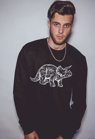 ART DISCO 'TRICERATOPS' DINOSAUR SWEATSHIRT IN BLACK
