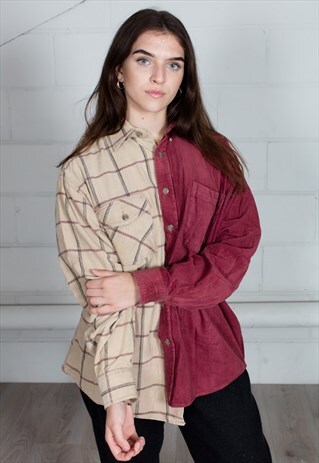 VINTAGE CHECKED FLANNEL RECONSTRUCTED UNISEX SHIRT