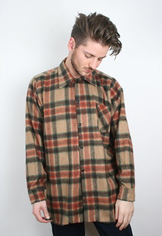 VINTAGE BRUSHED PLAID CHECK SHIRT