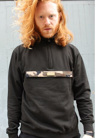 1/4 ZIP VELCRO SWEATER (CAMO FLEECE STRIP)