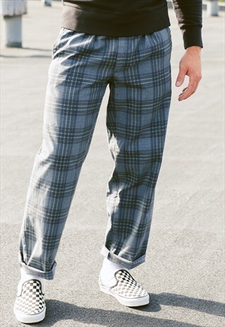 VINTAGE 80S CHECK PRINT PLAID TROUSERS