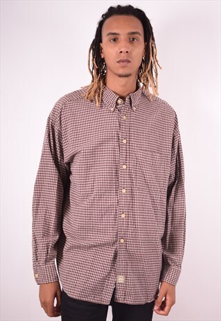 MENS VINTAGE SHIRT XXL BROWN CHECK 90S