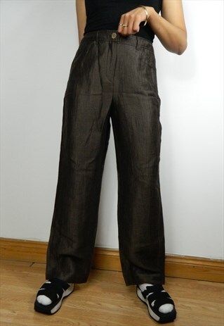 BROWN HIGH WAIST WIDE LEG TROUSERS