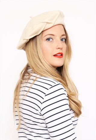 VINTAGE CREAM WOOL BERET