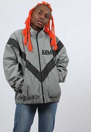 VINTAGE VINTAGE XL GREY WINDBREAKER FESTIVAL ARMY JACKET