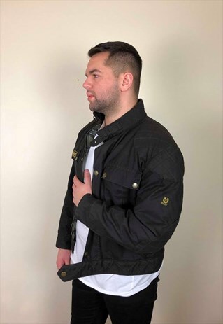 VINTAGE 90S BELSTAFF WAXED MOTORCYCLE JACKET BLACK