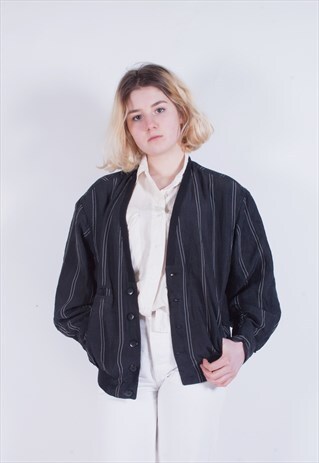 VINTAGE PINSTRIPE BOMBER STYLE JACKET