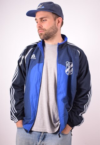 ADIDAS MENS VINTAGE TRACKSUIT TOP JACKET LARGE BLUE 90S