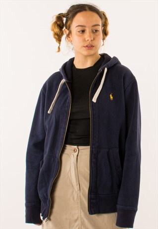 VINTAGE NAVY POLO RALPH LAUREN FULL ZIP HOODIE