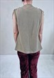 VINTAGE 70'S MUTED BROWN OPEN KNIT TIED SHOULDER TOP