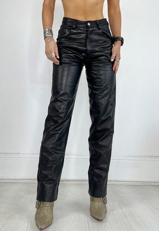 Vintage 90s Trousers Leather Biker High Waisted 80s Punk