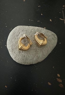 80's Vintage Gold Silver Metal Gilt Clip On Earrings