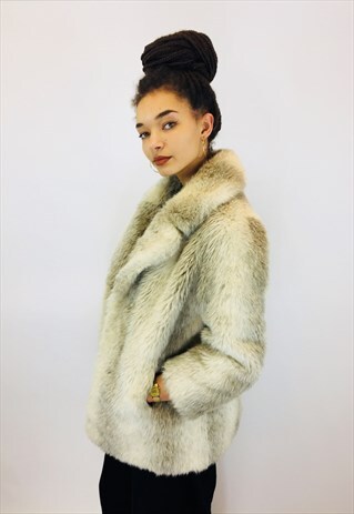 VINTAGE 80S FAUX FUR COAT