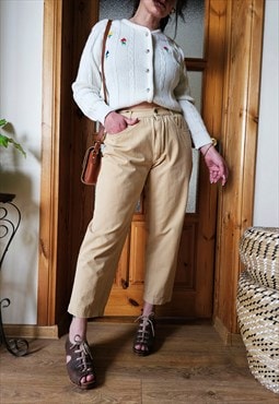 Vintage 90s beige minimalist denim ankle carrot pants jeans