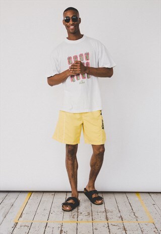 90S BEACH SHORTS/TRUNKS MENS YELLOW BLACK