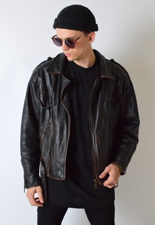 VINTAGE 80S DARK BROWN LEATHER JACKET