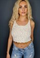 Cropped Knit Vest Top with Gold Loops - Handmade 