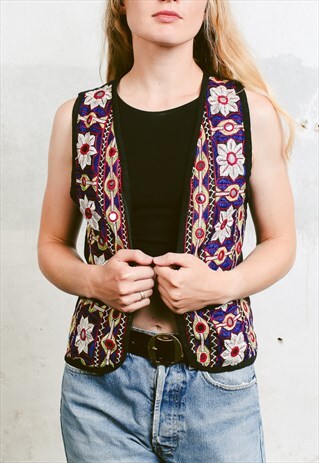 VINTAGE 90S EMBROIDERED FESTIVAL VEST