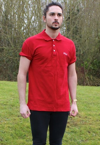 VINTAGE 90S FILA POLO SHIRT - RED - MEDIUM - RETRO