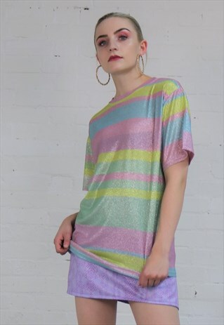 STRIPEY RAINBOW GLITTER TEE