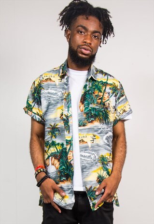 90'S VINTAGE ARUBA HAWAIIAN PATTERN SHORT SLEEVE SHIRT