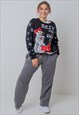 VINTAGE SEXY SNOWMAN CHRISTMAS JUMPER IN BLACK LARGE