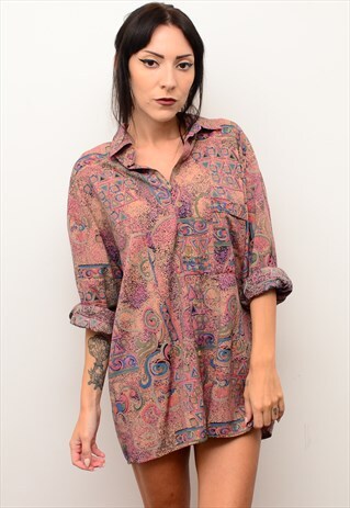 VINTAGE 90'S ABSTRACT FUNKY PATTERNED OVERSIZED SHIRT