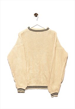 Second Hand Sweater Stripe Detail Beige/Navy