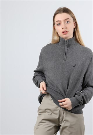 VINTAGE NAUTICA MEDIUM GREY 1/4 ZIP SWEATSHIRT