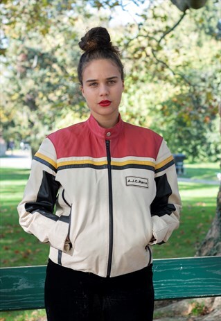 UNISEX VINTAGE 90S 00S Y2K MOTORSPORT BIKER LEATHER JACKET