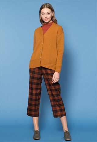 ORANGE BUTTON UP LAMBS WOOL CARDIGAN