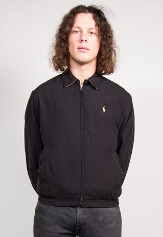 VINTAGE 90'S BLACK RALPH LAUREN HARRINGTON BOMBER JACKET