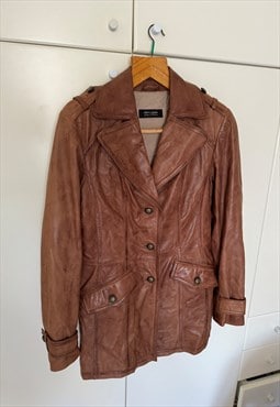 Vintage Julia S. Roma, Midi Brown Leather Jacket