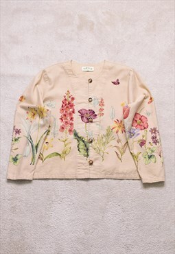 Women's Vintage 90s Orvis Beige Floral Print Jacket