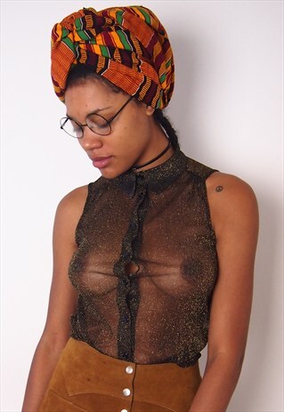 BLACK AND GOLD SHEER TOP