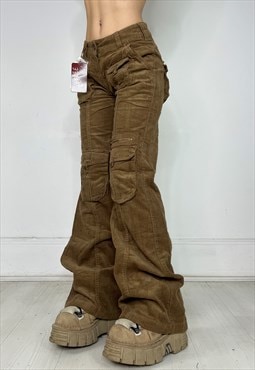 Vintage Y2k Cargo Pants Corduroy Trousers Deadstock Low Rise