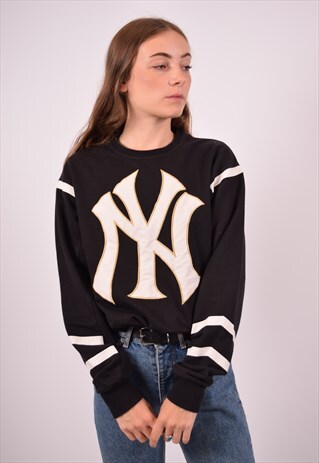 VINTAGE MAJESTIC NY YANKEES SWEATSHIRT JUMPER BLACK