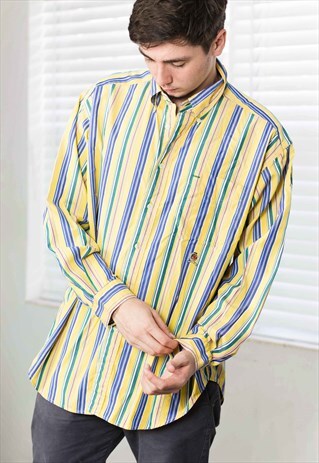 VINTAGE TOMMY HILFIGER REGATTA STRIPED SHIRT LOGO 90S L 8.8
