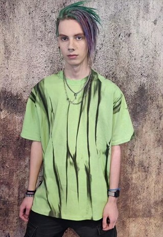 Oversize tie-dye tee gradient baggy t-shirt in green