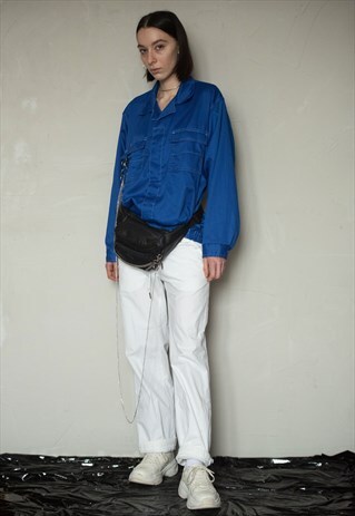 90S VINTAGE BLUE WORKWEAR SHIRT . UNISEX