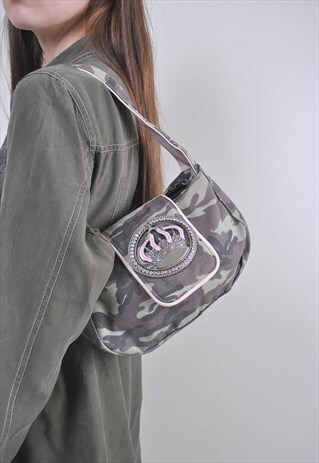 90S VINTAGE KHAKI MILITARY PARTY SHOULDER BAG