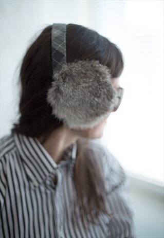 VINTAGE 90'S GREY FAUX FUR EARMUFFS