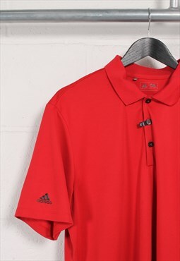 Vintage Adidas Polo Shirt in Red Short Sleeve Top Large